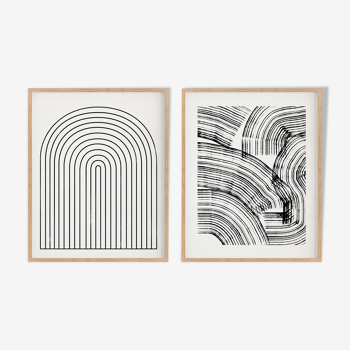 Pair of giclee prints, abstract wall art set of two, 50x70cm