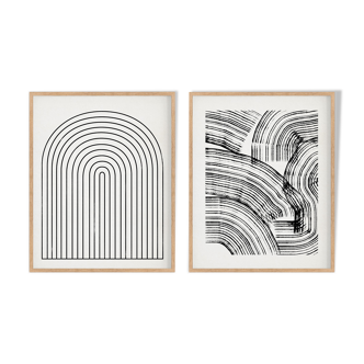 Pair of giclee prints, abstract wall art set of two, 50x70cm