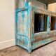 Sideboard 4 shelves and 2 glass doors in blue wood