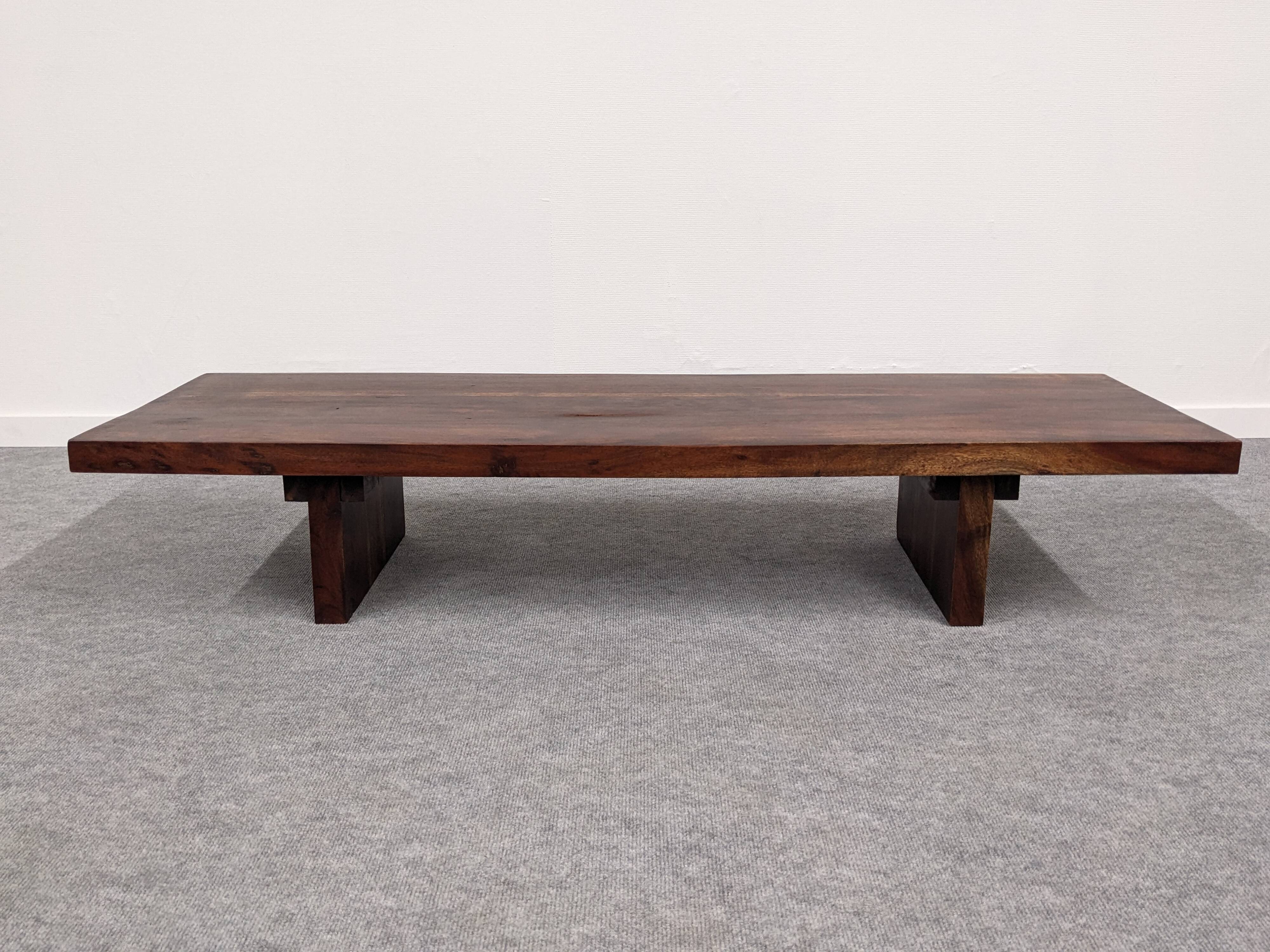 Brutalist coffee table in solid teak