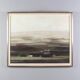 Oil on panel original Swedish - "House in a flat landscape" by Evert Färhm - Dated 1968 - vintage and framed - 81 × 68 cm (31.9" × 26.8")