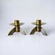 Pair of brutalist candlesticks in brass, Denmark, 1970s