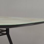 Italian dining table with metal base and glass top and brass, 1950s