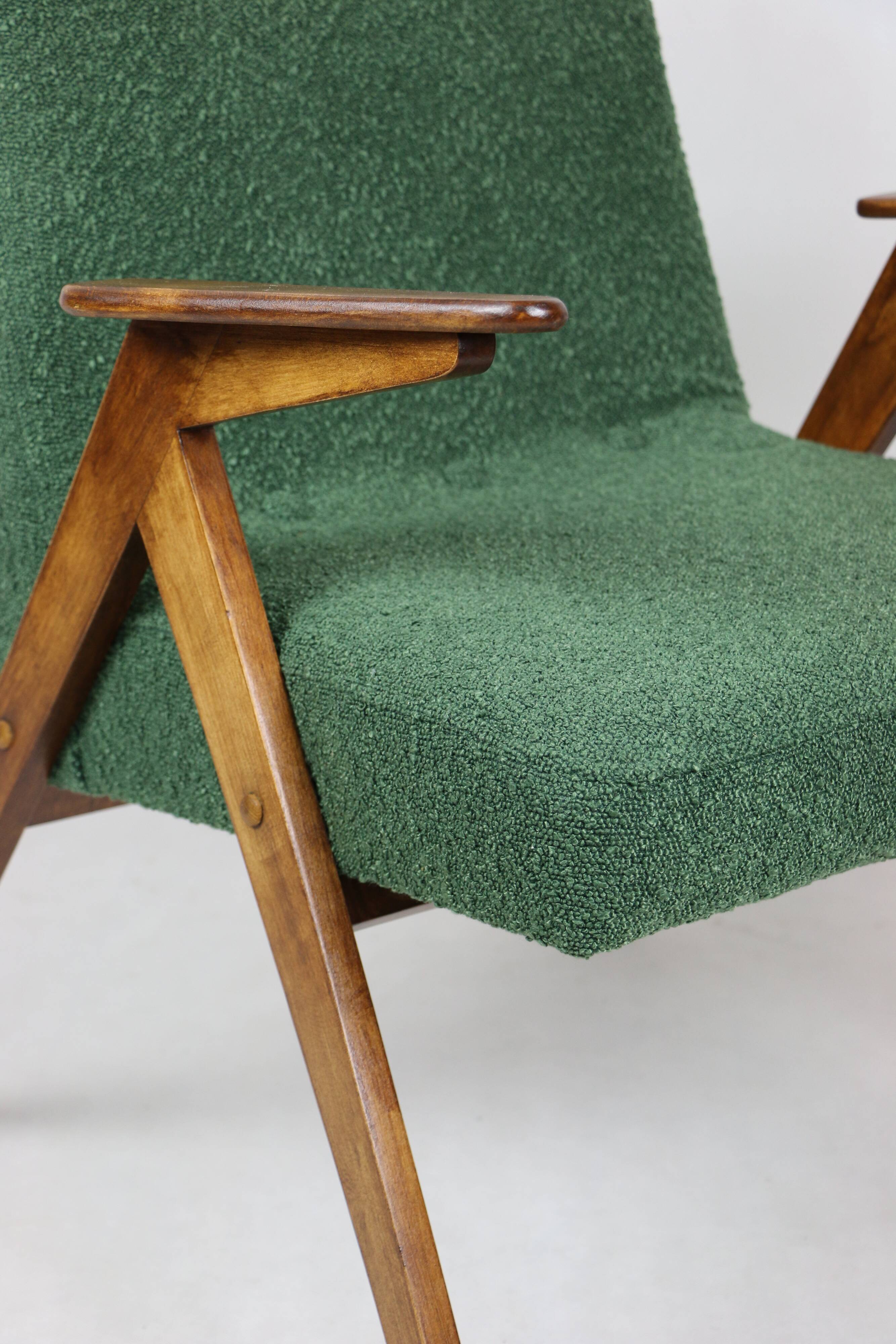 Green Boucle Bunny Armchair by Józef Chierowski, 1970s