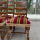 6 Louis XIII dining chairs in solid wood and burgundy velvet.