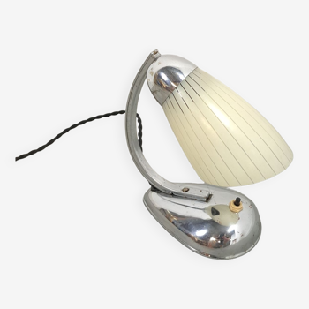 Lamp with chrome base and milk glass shade vintage table lamp