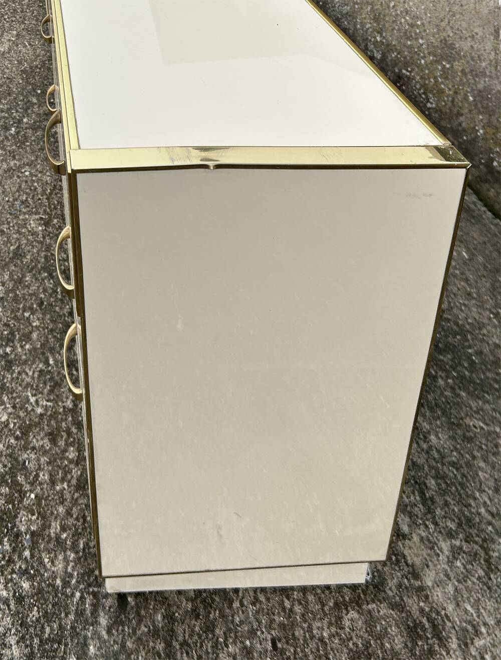 Cabinet and chest of drawers in ivory lacquer, inspired by Mahey and Vandel.