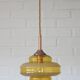 1 of 2 hand blown amber glass pendant lamp / redesign vintage hanging light