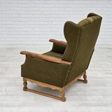 Fauteuil danoise, rembourrage original, laine de meuble verte, 1970