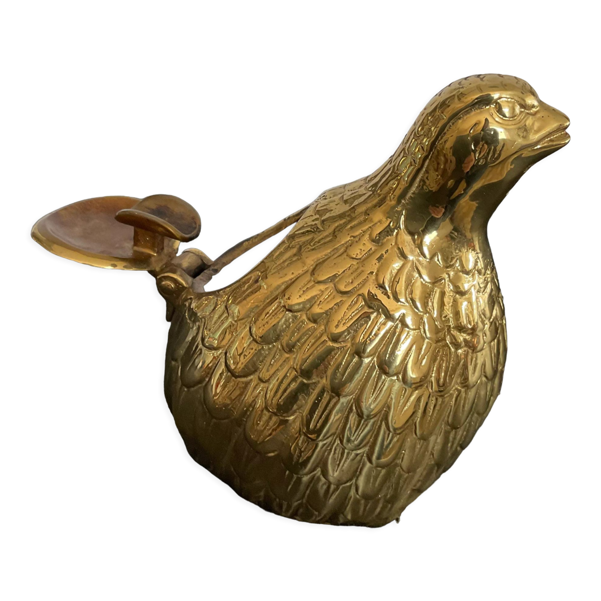Cendrier en bronze Valenti caille ou perdrix vintage