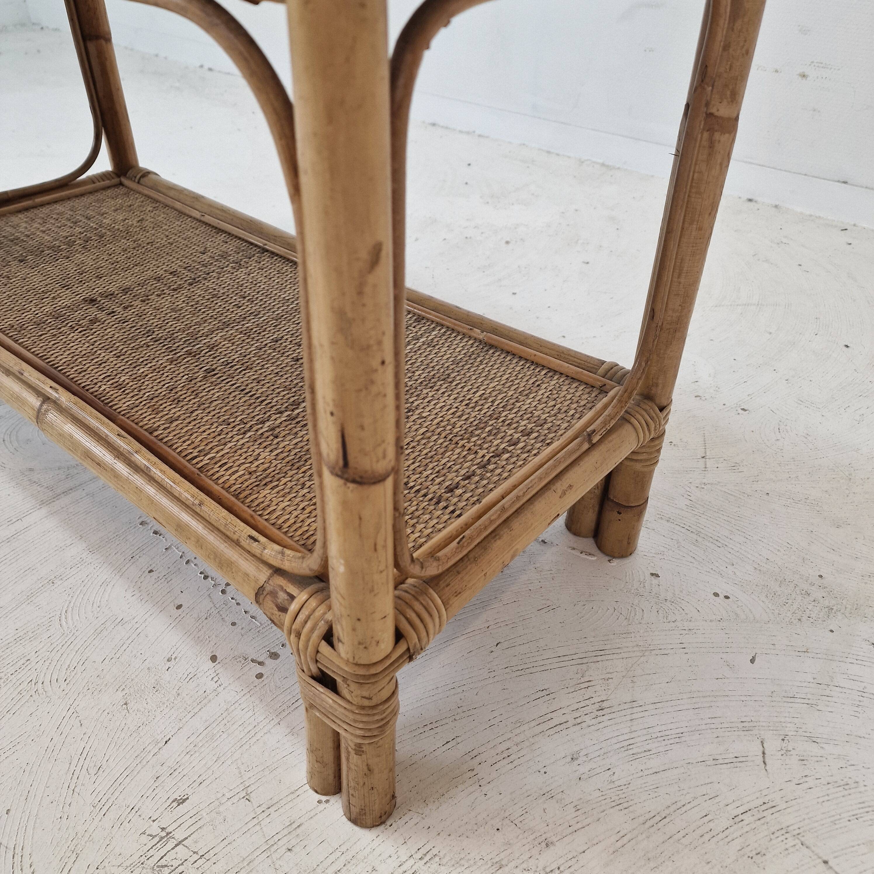 Italian Bamboo and Rattan Credenza, 1970s