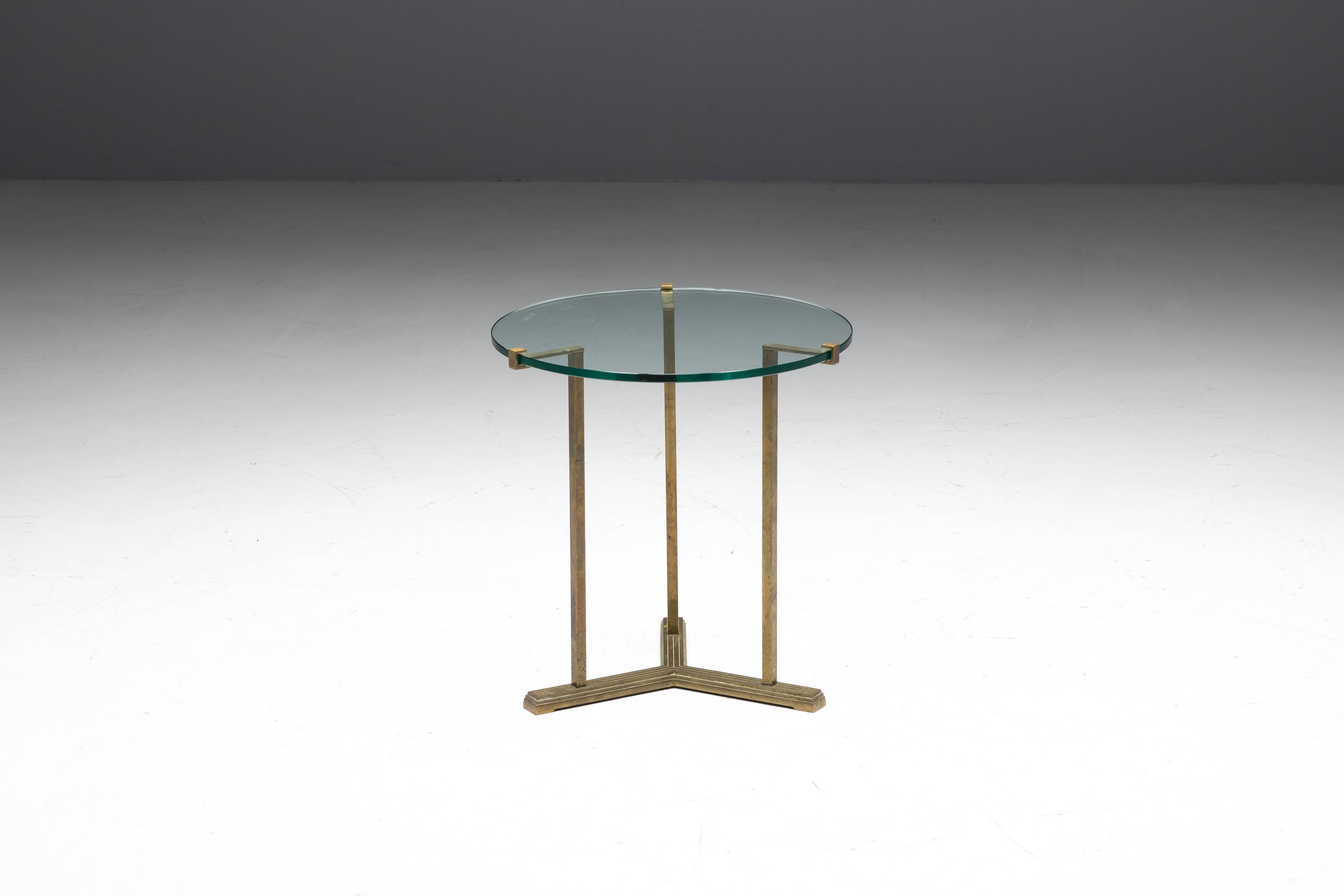 Side Table by Peter Ghyczy in Brass and Glass, Netherlands, 1970s