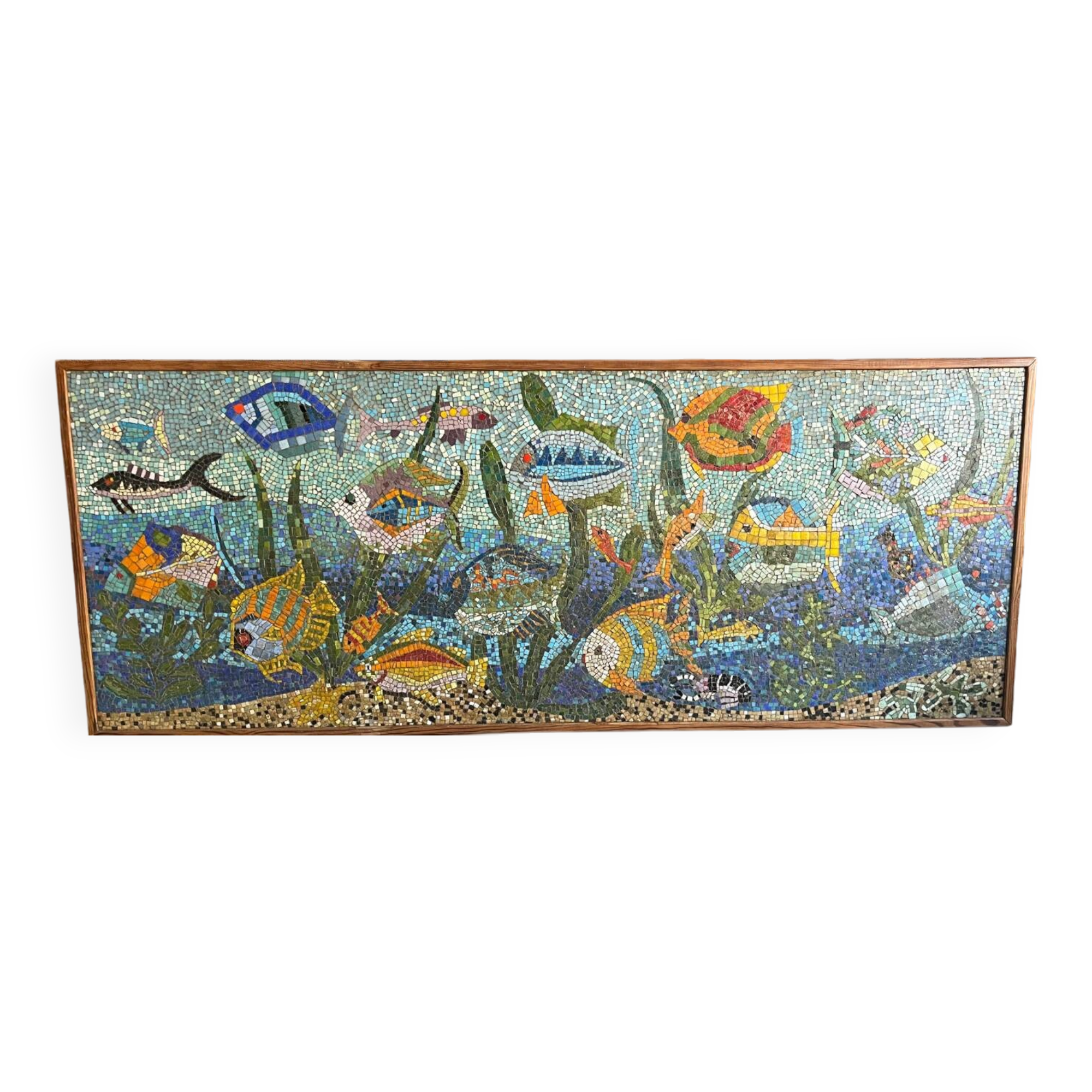 Large vintage mosaic wall fresco 1950