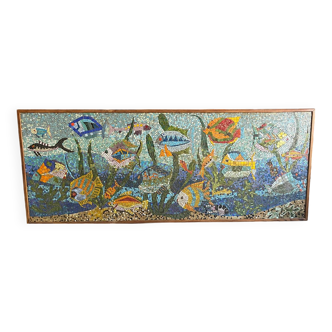 Grande fresque murale vintage mosaïque 1950