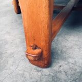 Brutalist Handcrafted Oak Coffee Table, Netherlands, 1950s
