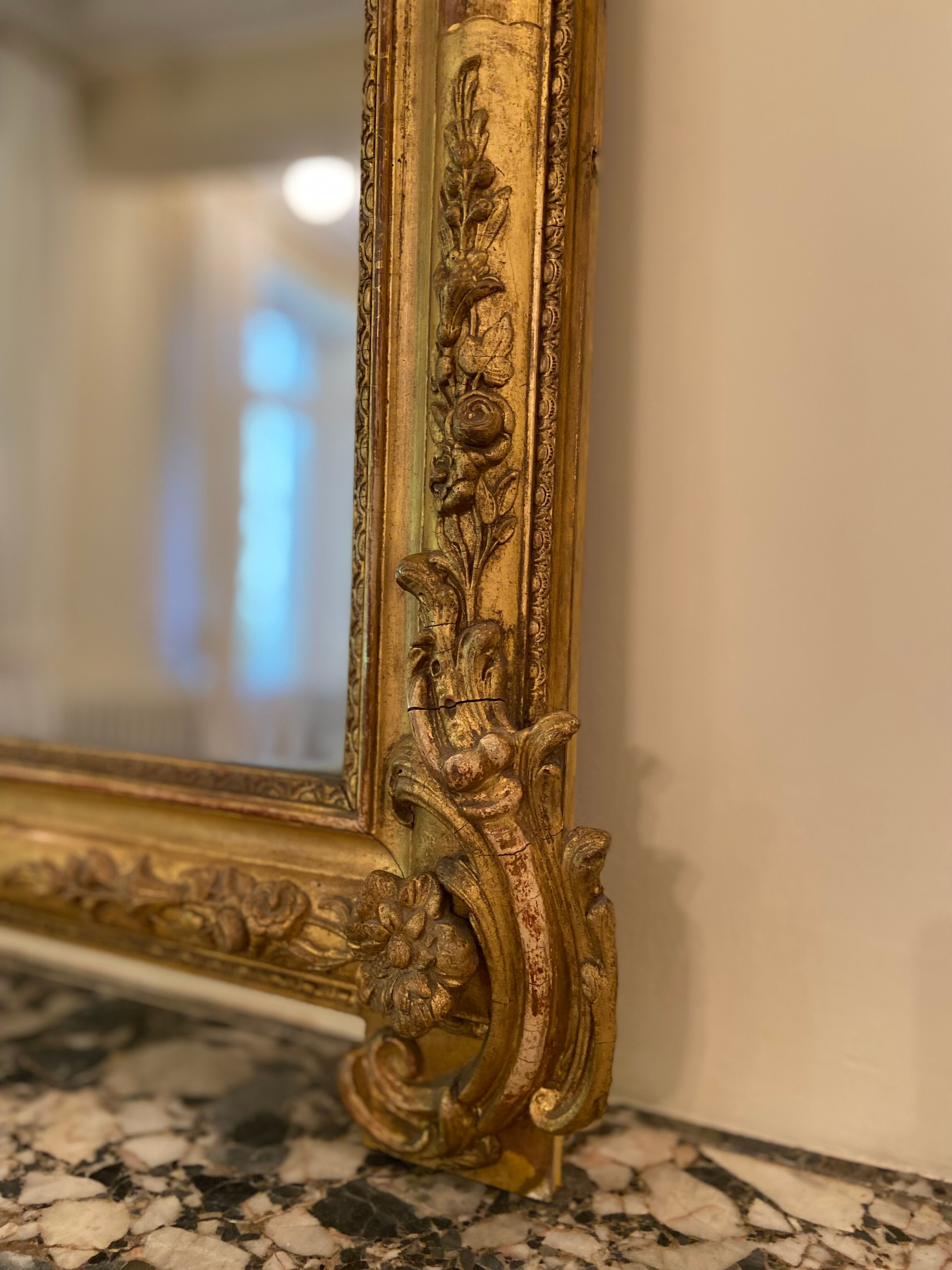Old mercury mirror with pediment