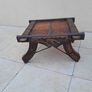 Table basse ancienne tibetaine bois cuivre