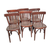Série de 6 chaises de bistrot en hêtre courbé Thonet vers 1920/30
