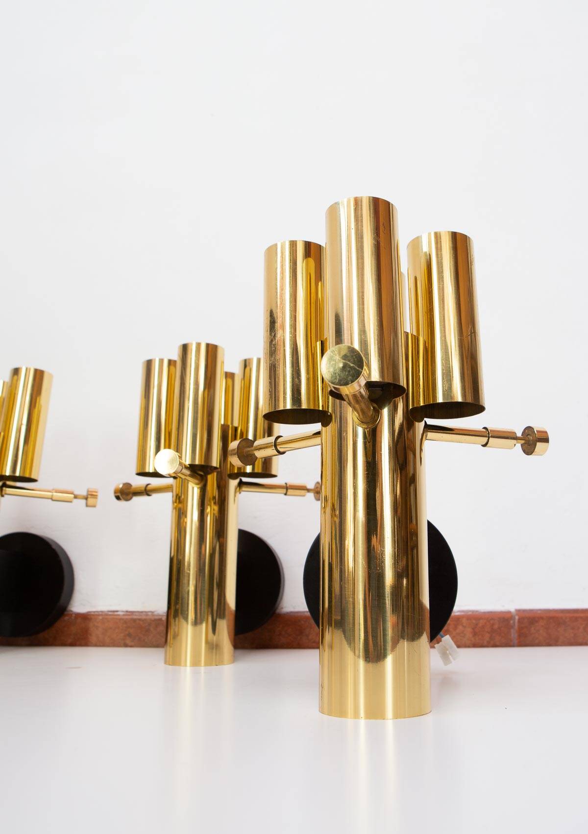 German "space age" appliques in gilded brass Bega Bloom (4 AVAILABLE).