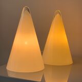 Sce & Habitat - Pair of lamps "Teepee" White vintage glass 1980s memphis