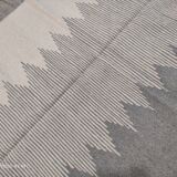 White and gray carpet, handmade Moroccan kilim carpet, blessed urchin striped carpet in pure wool