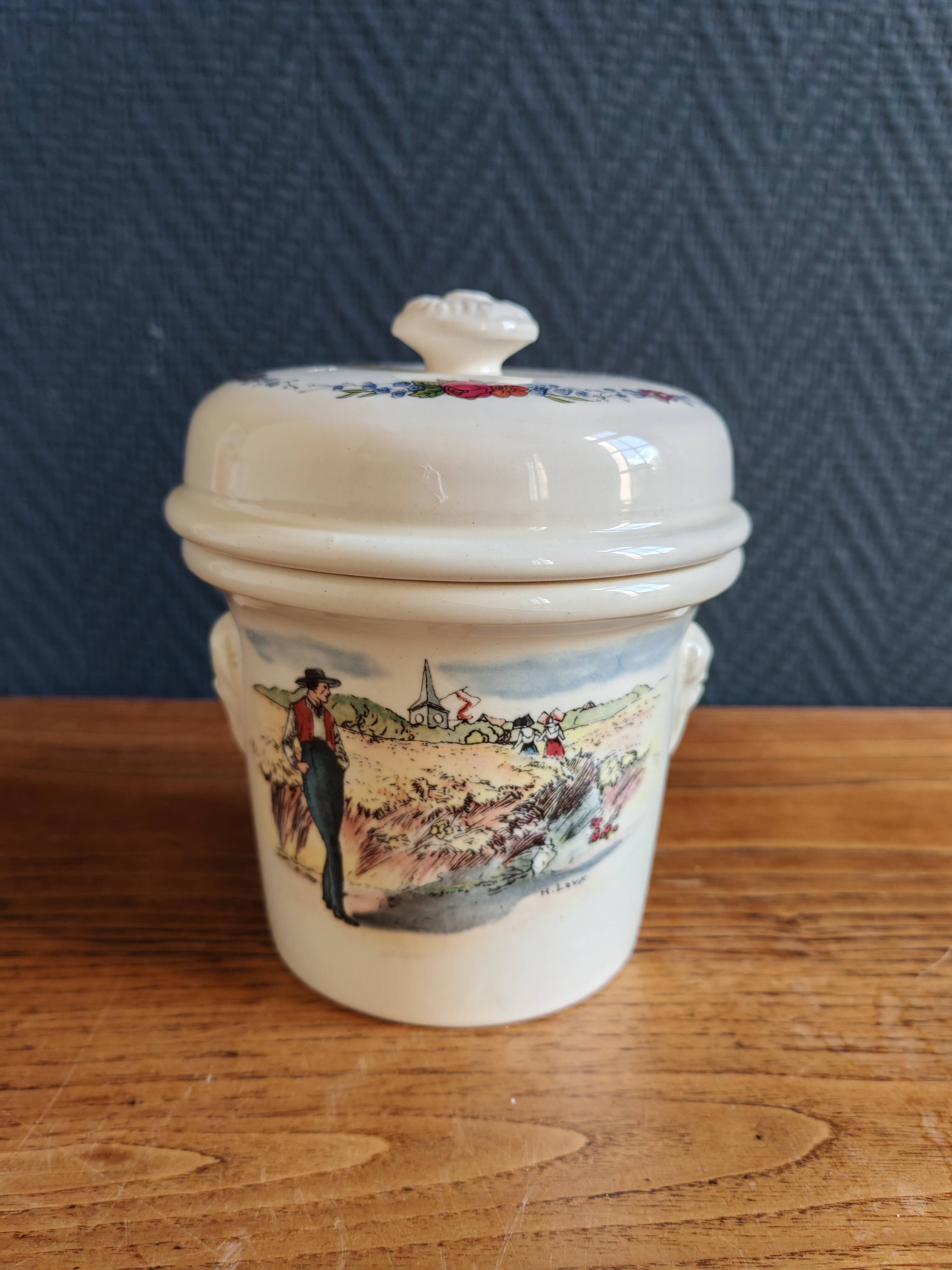 Old-Fashioned Foie Gras Terrine SARREGUEMINES Simplex - Decorated with Alsatian Scenes