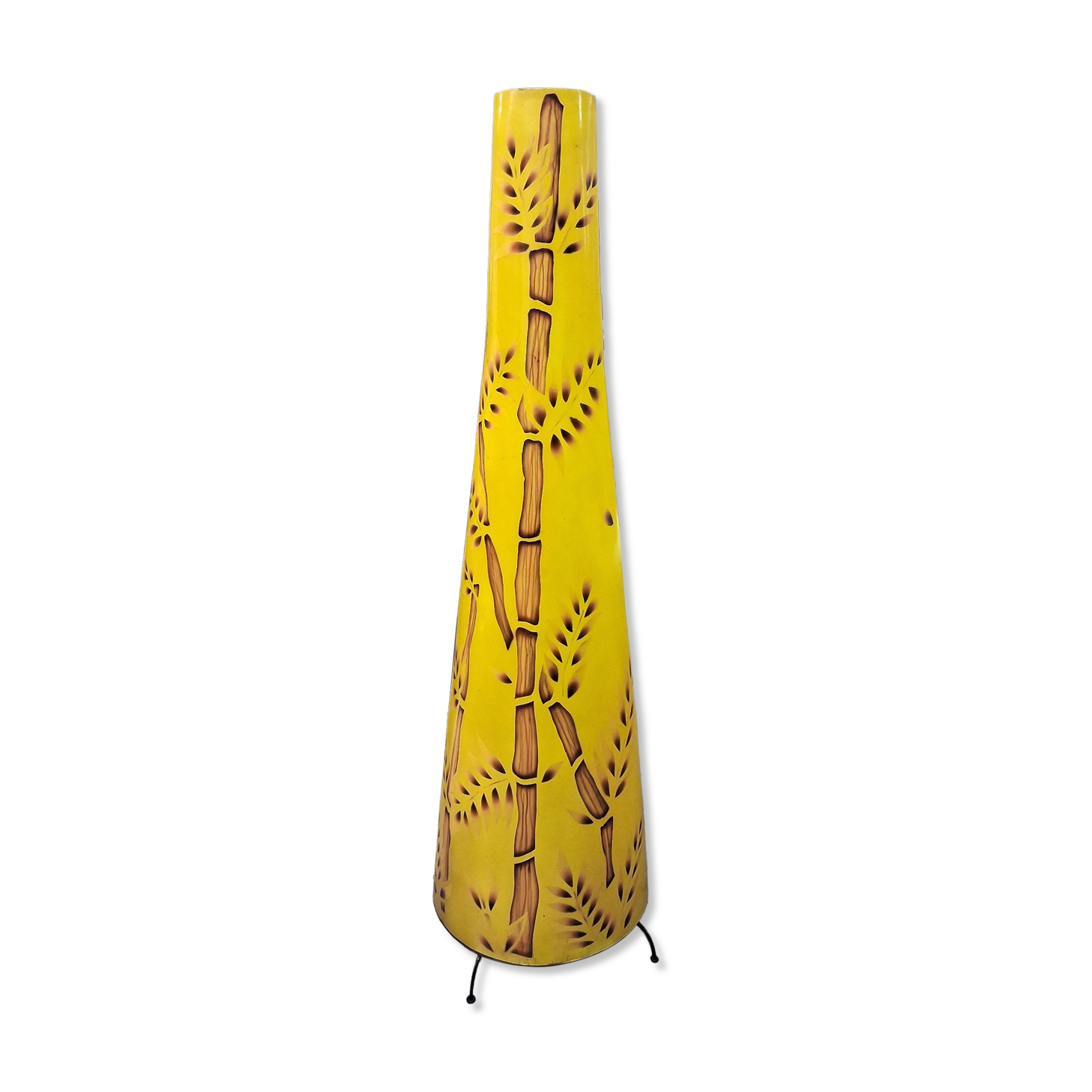 Very large sculptural vintage floor lamp in exotic tropical style.