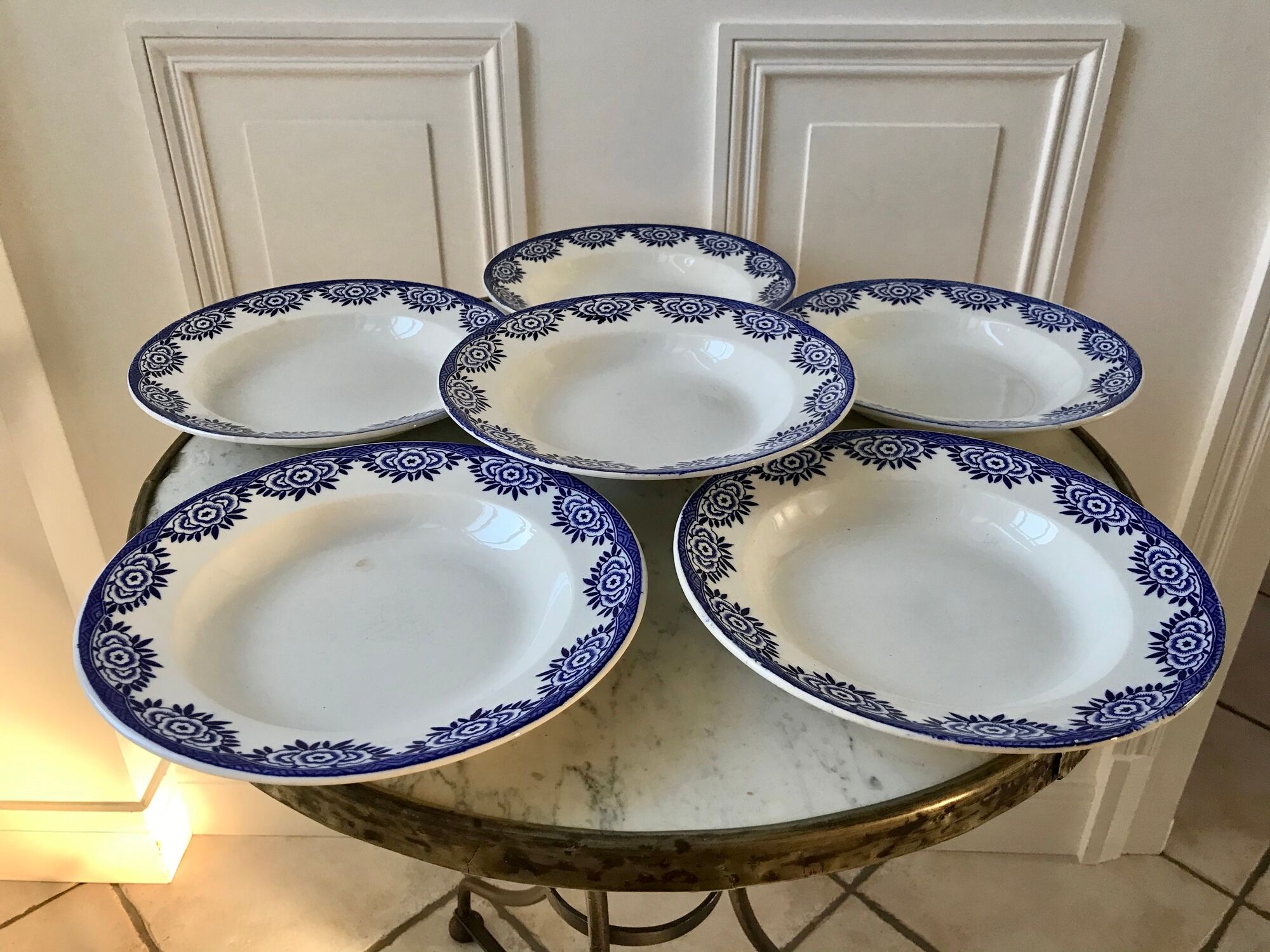 Set of 6 hollow plates Digoin Sarreguemines model Capri Casino 50s