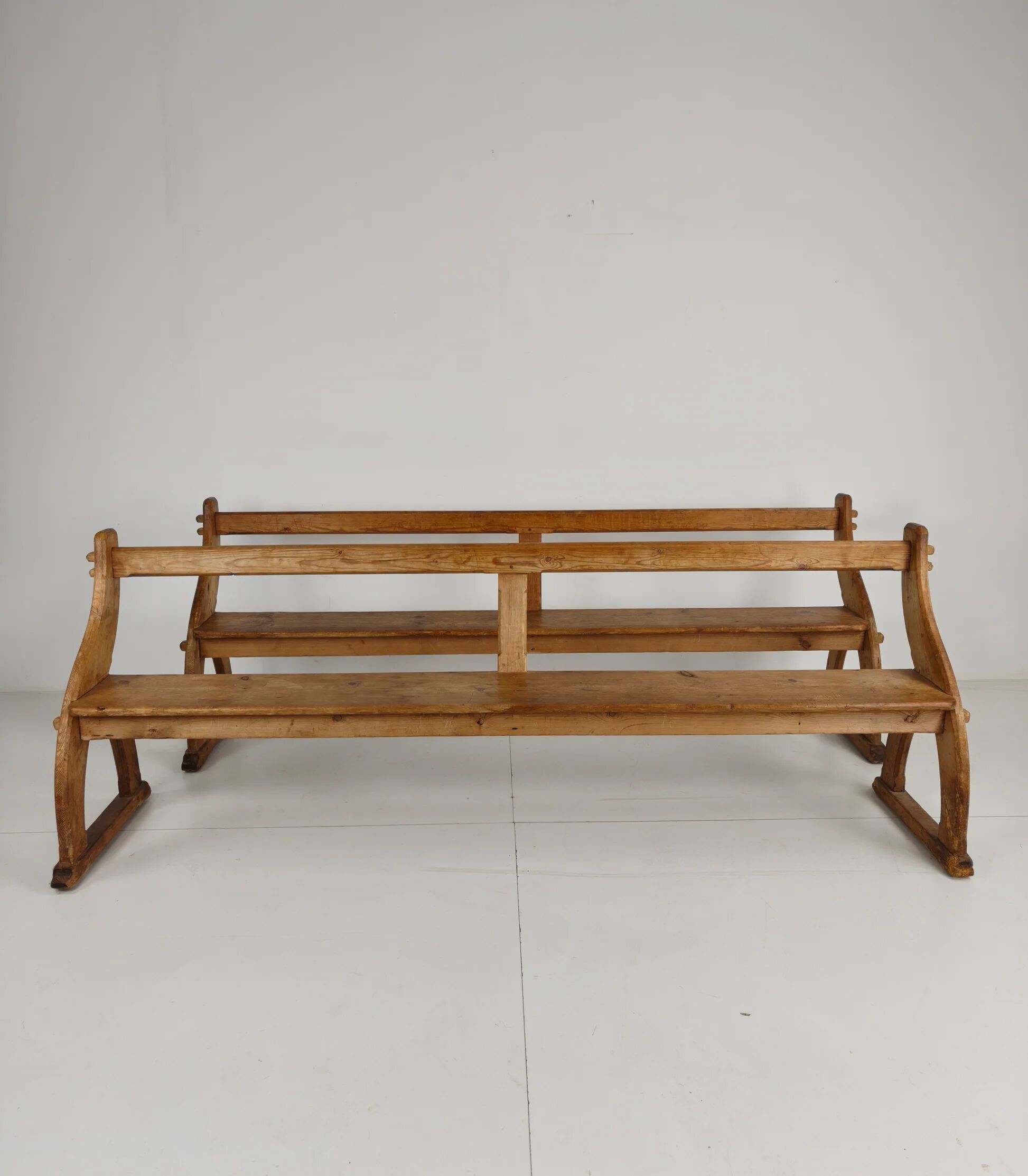 Victorian pitch pine school benches – circa 1900, England