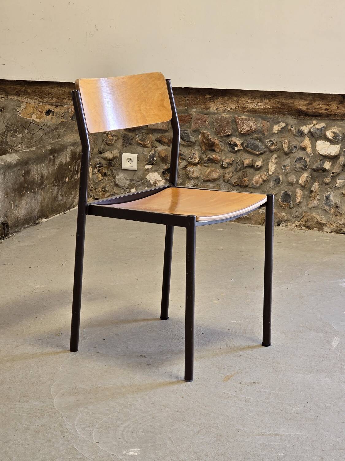 Designer wood and metal chair