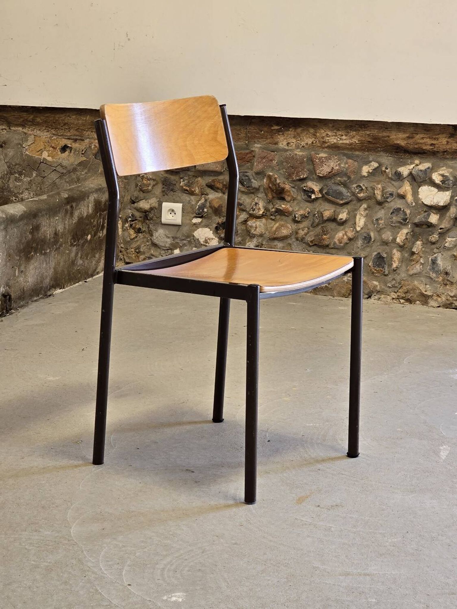Designer wood and metal chair