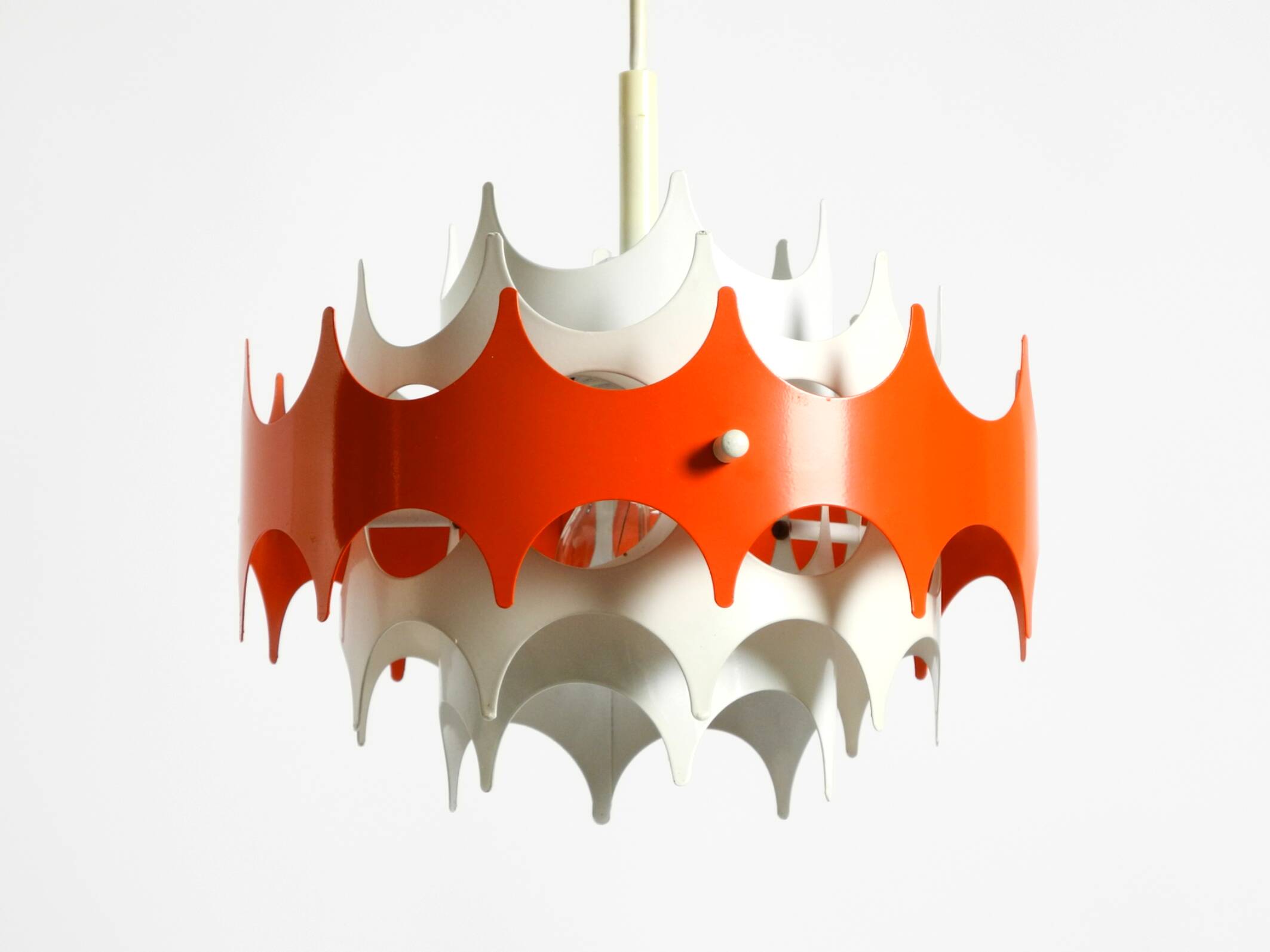 Beautiful small original 1960s Space Age metal pendant lamp by Doria