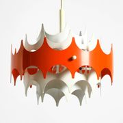Beautiful small original 1960s Space Age metal pendant lamp by Doria