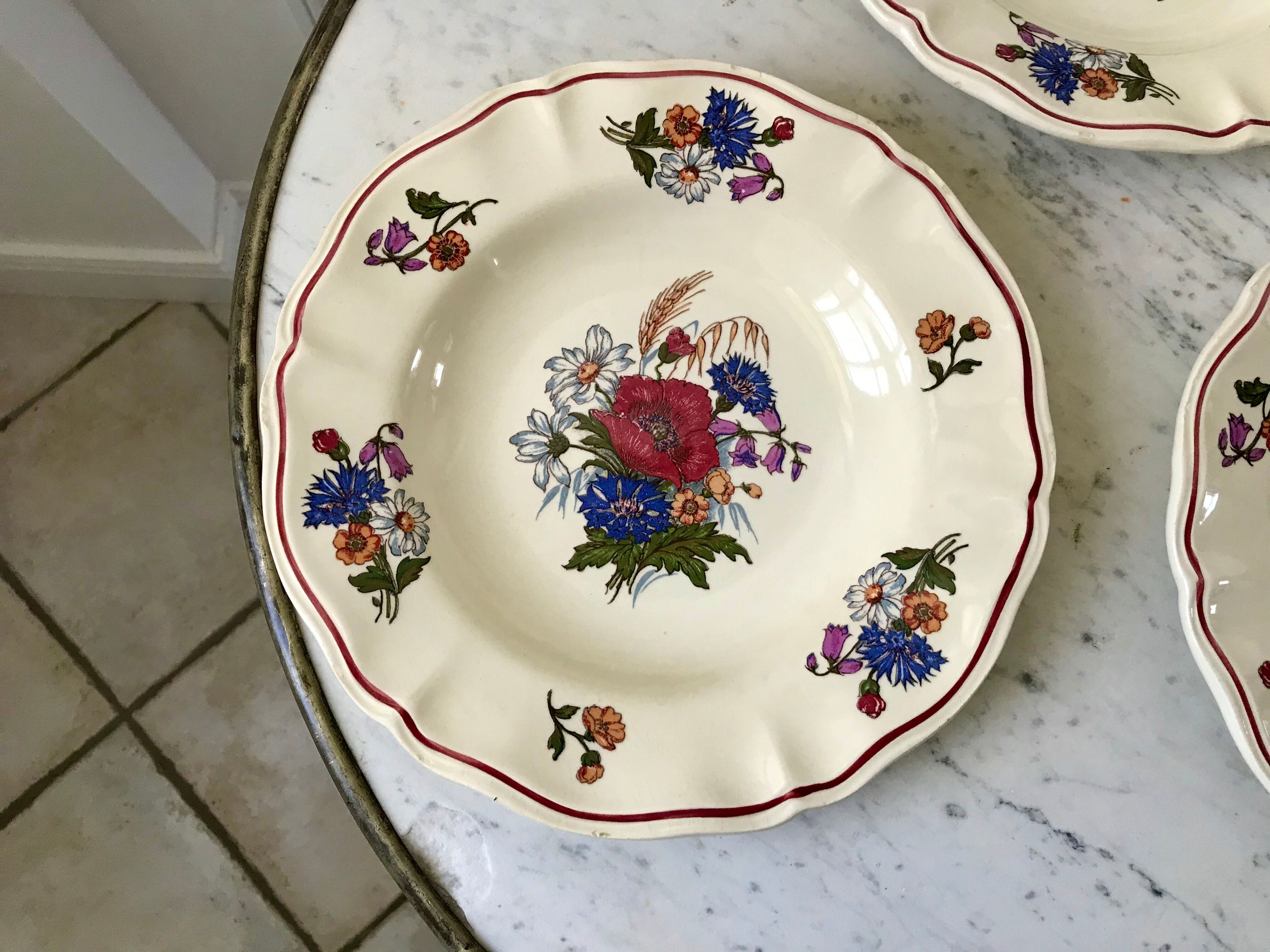 trio of hollow plates Sarreguemines model Agreste 60s