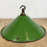 Industrial British Green Enamel Factory Pendant Lamp, 1950s