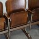 Vintage 4-seater cinema bench in metal and wood, Netherlands, 1930s