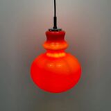 Red glass pendant by Peill and Putzler 1960