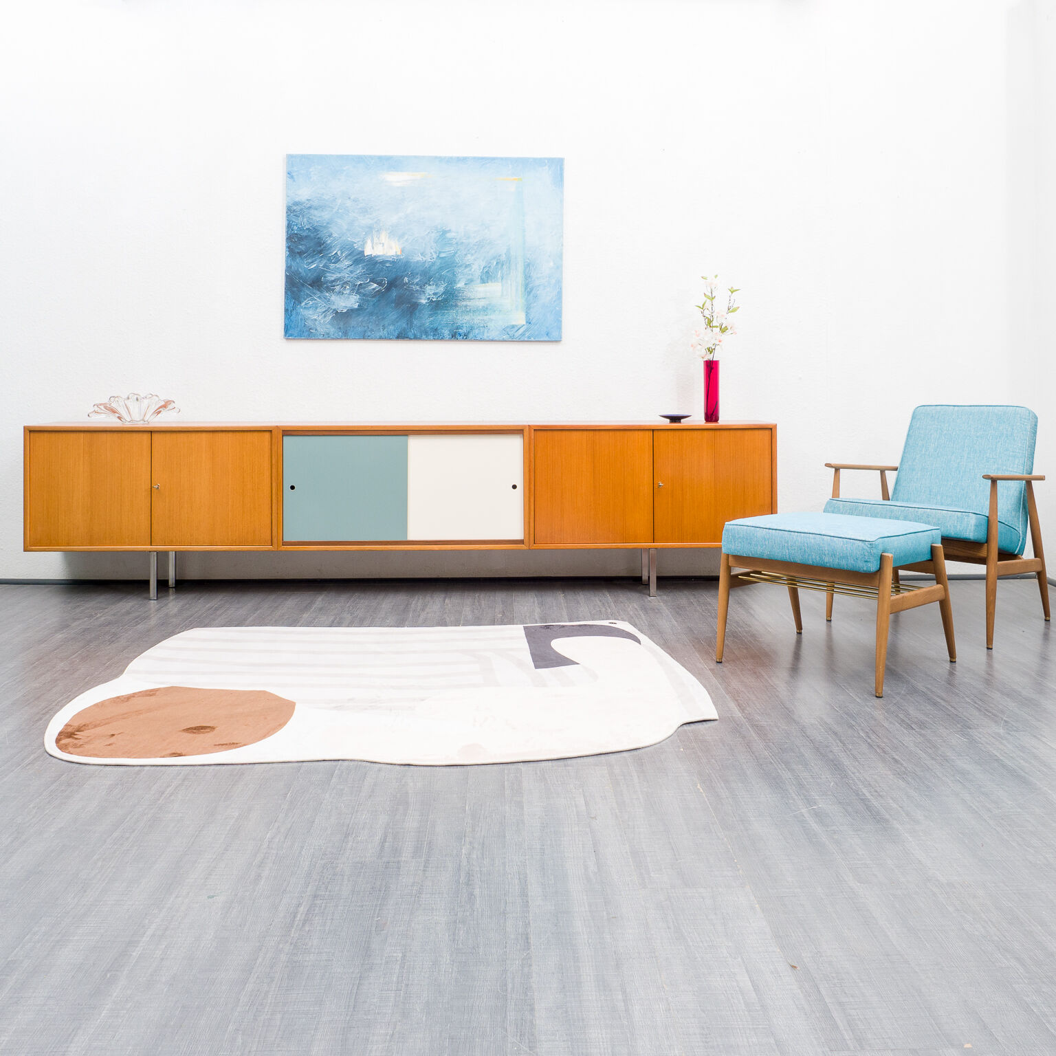 Sideboard in teak, 300cm