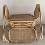 Amsterdam rattan armchair with U-shaped armrest, squared canework