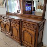 Sideboard entirely in solid oak + mirror frame in solid oak
