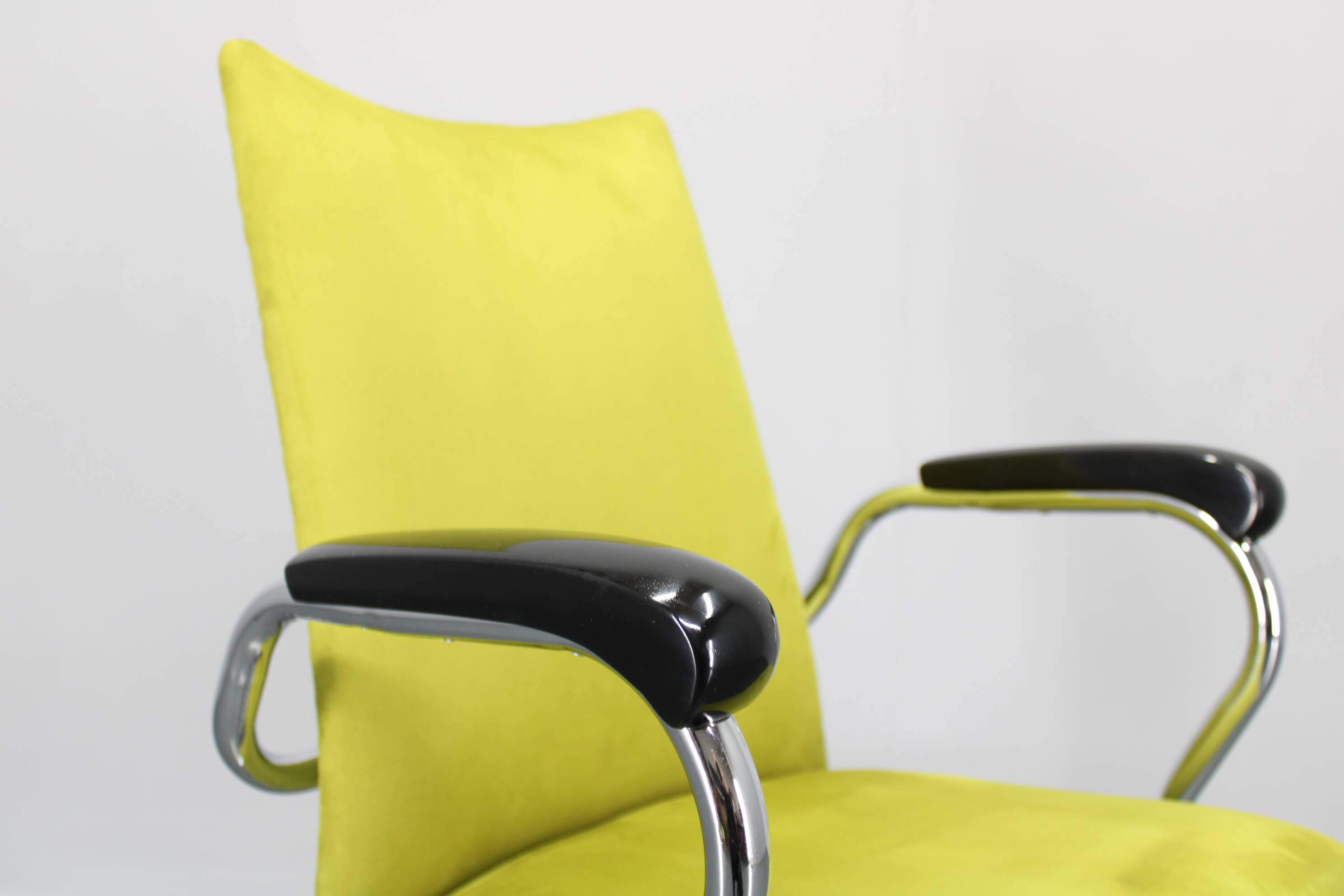 1970s German Tubular Armchair or Desk Chair, Restored