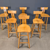 Brutalist 1960s bar stools, set of 6.