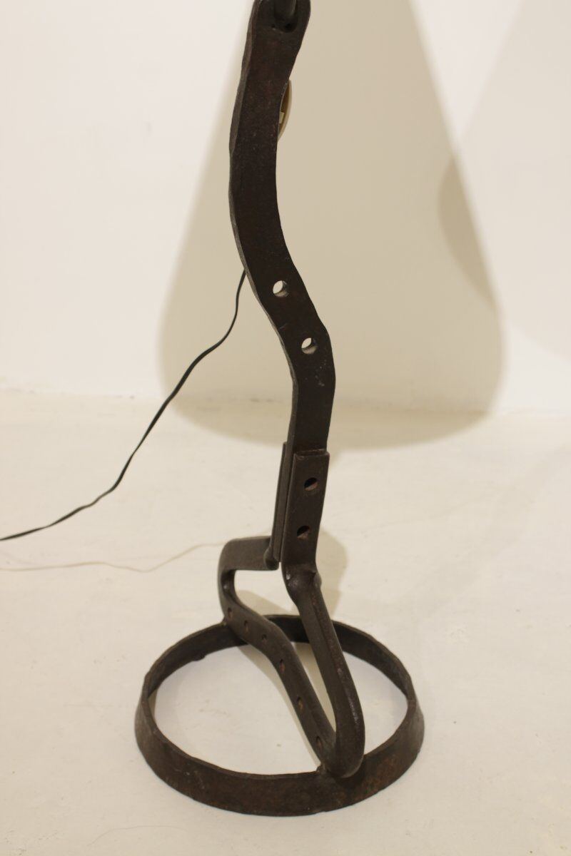 Wrought iron floor lamp attributed to Léopold Gest.