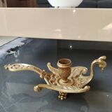 Bourgeoir à main/Rat de cave, Phénix/Paon, en laiton. Style Art Nouveau