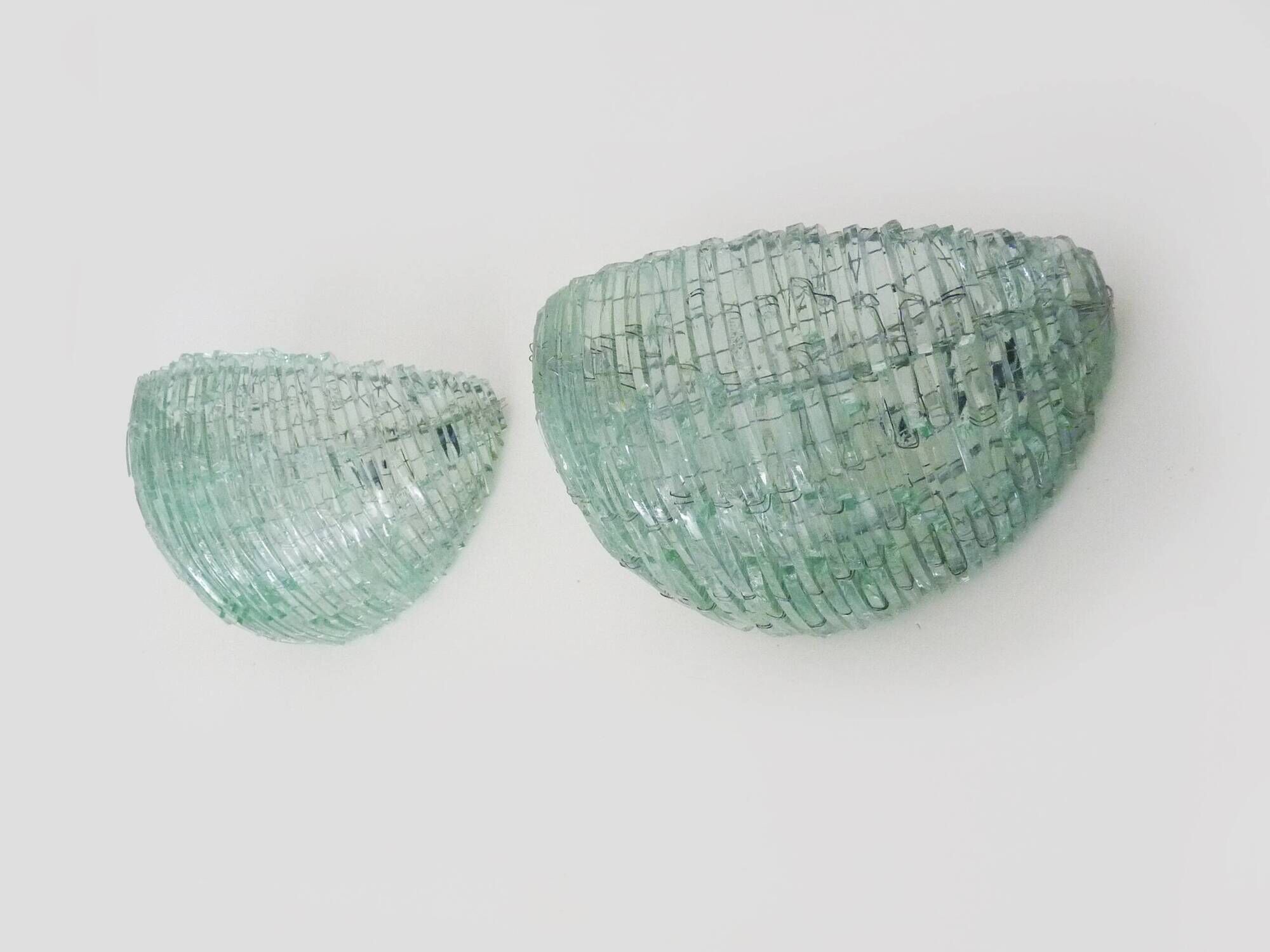 Pair of designer wall lights in vintage glass slats from the 70s/80s