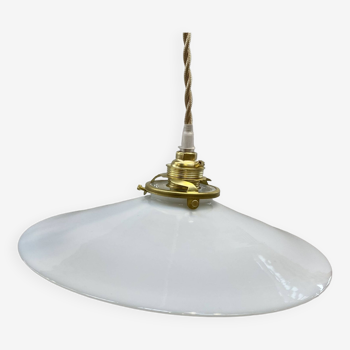 Suspension vintage en opaline blanche