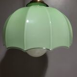 Clichy glass pendant light in soft green opaline from the 1950s
