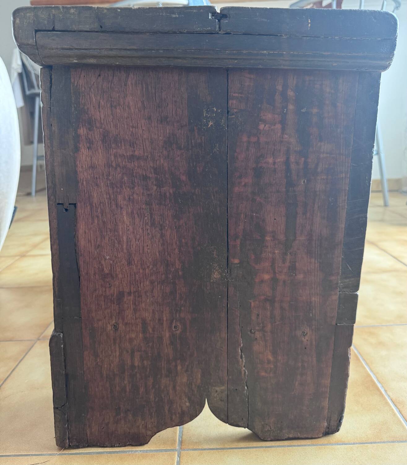 Rustic antique chest made of solid wood