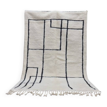 Tapis beni mrirt en laine artisanale blanc taille 150 x 260 cm
