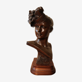 Large bust of art nouveau woman signed